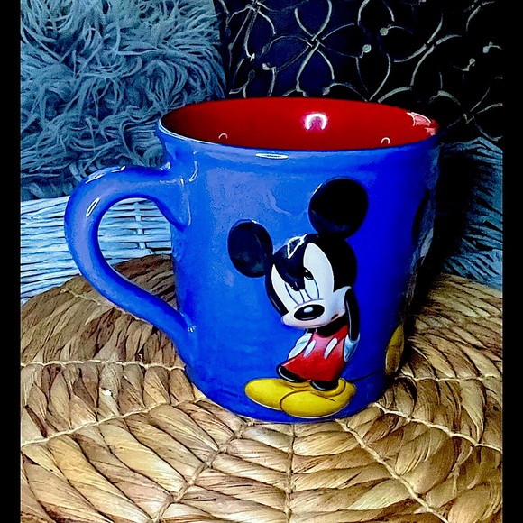 Disney Mickey Mouse 3D Sculpted Blue And Red Ceramic Coffee Tea Mug - Picture 1 of 6